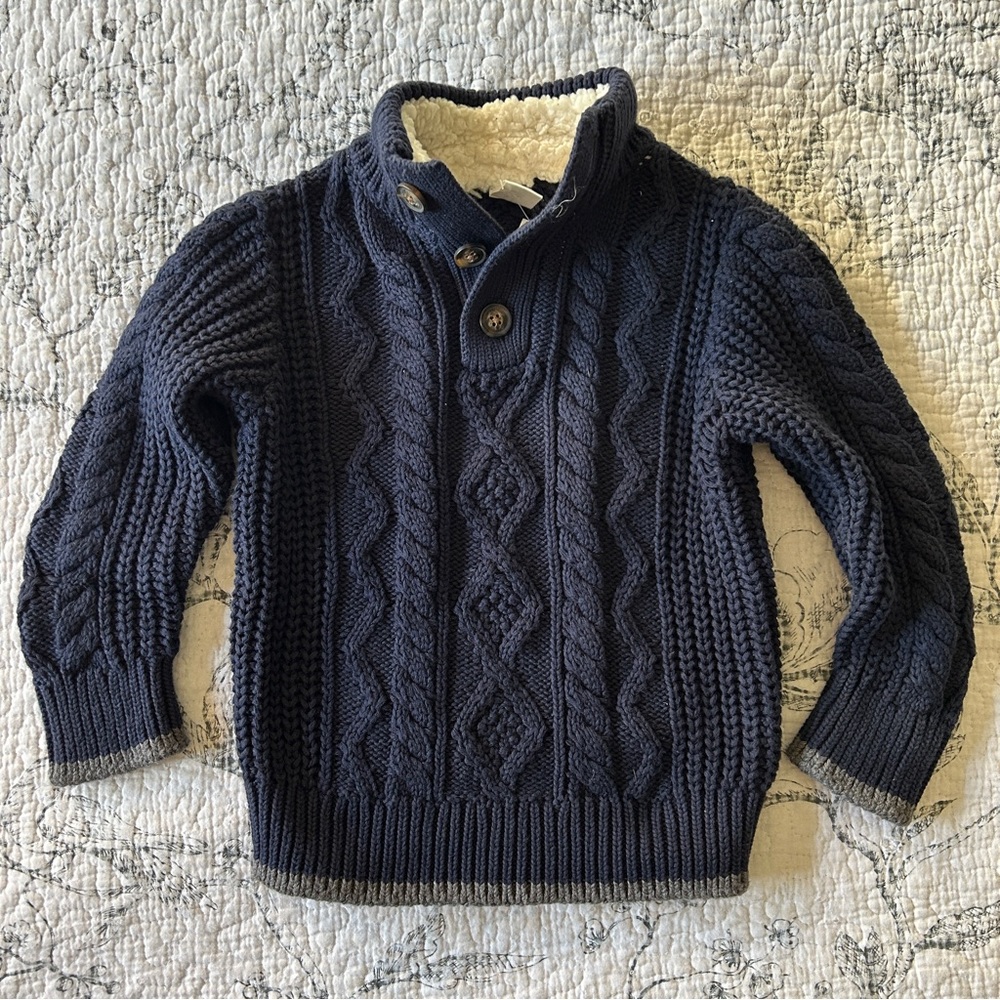 Navy Blue Baby Gap fisherman sweater size 2T NWT
